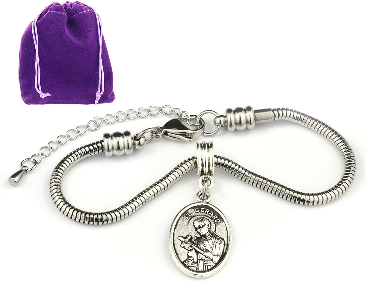  Saint Gerard Necklace - 100% Stainless Steel Chain Fertility  Bracelets and Gifts for Women St. Gerard Medal to go with your Prayer Card  and to accompany your Ava Fertility Bracelet (Stainless