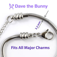 Cupcake (White and Pink Enamel) Snake Chain Charm Bracelet