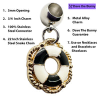 Life Saver Necklace - Stainless Steel Snake Chain Bracelet with Metal Alloy Charm - Nautical Themed Life Preserver, Life Saver, Life Guard Design - Durable and Elegant Jewelry Accessory for Men and Women