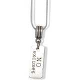 No Excuses Inspirational Text Charm Snake Chain Necklace