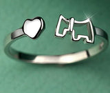 Emerald Park Jewelry Dog Heart Silver Plated Wedding Engagement Ring