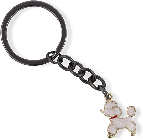 Emerald Park Jewelry Poodle with Red Collar Charm Keychain
