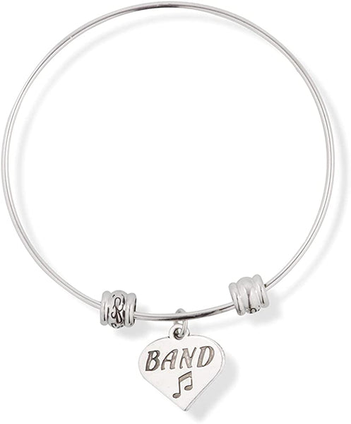 Band Text with a Music Note on a Heart Fancy Charm Bangle
