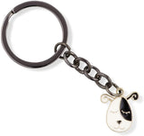 Dog Head Black and White with Twirley Ears Charm Keychain