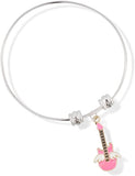 Guitar Pink with White Angel Wings Fancy Charm Bangle