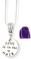 EPJ Love is in The Hair Text Charm Snake Chain Necklace