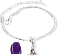 Snowboarder with Red Snowboard Snake Chain Charm Bracelet
