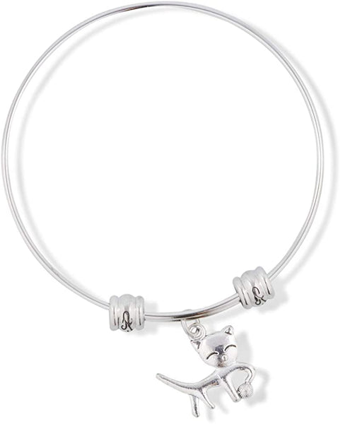 Cat with Smiling Eyes Fancy Charm Bangle
