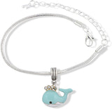 EPJ Whale with Three Rhinestones for Water Snake Chain Charm Bracelet
