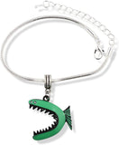 EPJ Monster Fish Green Snake Chain Charm Bracelet