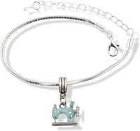 EPJ Sewing Machine Light Blue Snake Chain Charm Bracelet