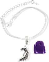 Moon with flares at back Snake Chain Charm Bracelet
