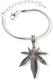 Emerald Park Jewelry Cannabis Marijuana Leaf Snake Chain Charm Bracelet