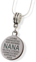 Nana Necklace Pendant Gift Gifts for Grandma Grandmother Jewelry Jewlry Charm Accessories Stuff Gift for Men Women Decor Nanna Nano Nona