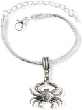 Crab ( with detail on shell ) Snake Chain Charm Bracelet