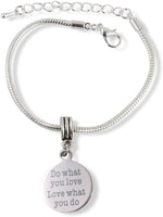 Emerald Park Jewelry Do What You Love and Love What You Do Snake Chain Charm Bracelet