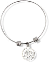 Lotus Flower in a Circle Fancy Charm Bangle