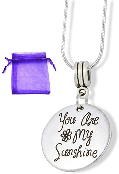 You Are My Sunshine Necklace | A Beautiful Sunshine Necklace for Women on a Stainless Steel Snake Chain Gift for a Friend Girlfriend Mother or Father Great Jewelry You Are My Sunshine Necklace Pendant