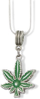Cannibis Marajuana Green Leaf Charm Snake Chain Necklace