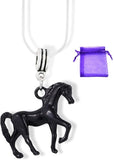 Horse Necklace | Black Horse Charm Snake Chain Pendant