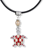 EPJ Turtle with Two Colors on Black Round Rope Necklace