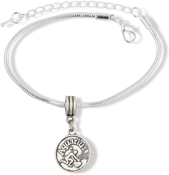 Emerald Park Jewelry Aquarius Astrology Sign Snake Chain Charm Bracelet