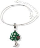 Ladybug in Green Tree with Cat at the Trunk Snake Chain Charm Bracelet