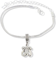 EPJ Harp Goddess Musical Instrument Snake Chain Charm Bracelet