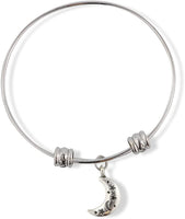 Moon with Moon and Stars on it Fancy Charm Bangle