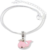 EPJ Whale with Three Rhinestones for Water Snake Chain Charm Bracelet