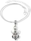 EPJ Tribal Mask with Horns Snake Chain Charm Bracelet