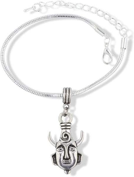 EPJ Tribal Mask with Horns Snake Chain Charm Bracelet