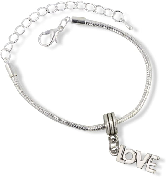 Love (just letters) Snake Chain Charm Bracelet