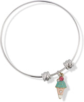 EPJ Ice Cream Cone with Pink and White Cone and Green Ice Cream and 2 Rhinestones Fancy Charm Bangle