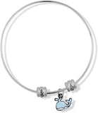 EPJ Whale with Blue Spouting Water Fancy Charm Bangle
