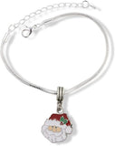 Santa Head Bust with Red and White Hat Snake Chain Charm Bracelet