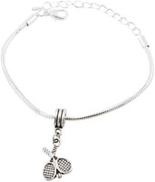 Emerald Park Jewelry Tennis Racquets and Ball Snake Chain Charm Bracelet