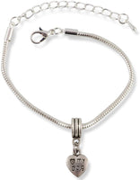 Emerald Park Jewelry Love (Heart) My Dog on a Heart Snake Chain Charm Bracelet