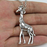 Giraffe Large with Body Spots Three Legs on Silver Chain Necklace