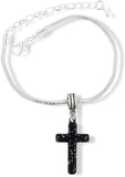 Cross Plastic Snake Chain Charm Bracelet (Black)