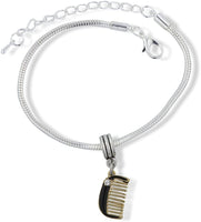 Black Comb Hair Stylist Snake Chain Charm Bracelet