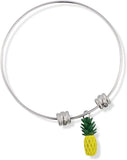 EPJ Pineapple (3D) Yellow with Green Stem Fancy Charm Bangle
