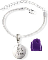 Live Your Dream Snake Chain Charm Bracelet