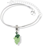 EPJ Grapes with Green Stem Snake Chain Charm Bracelet