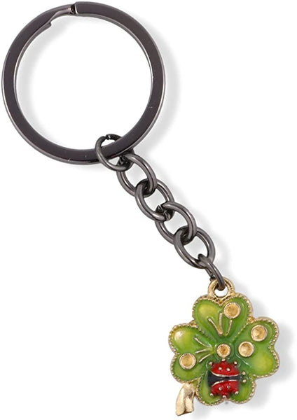 EPJ Keychain Ladybug | Ladybug on a Four Leaf Clover Charm for Good Luck Key Chain, Green, Medium