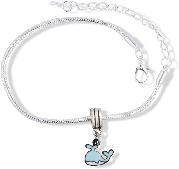 EPJ Whale with Blue Spouting Water Snake Chain Charm Bracelet