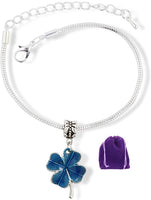 Good Luck Bracelet | Four Leaf Clover Bracelet with Blue Color Clover Bracelet Great for Anyone that Loves Clovers and Good Luck Charms