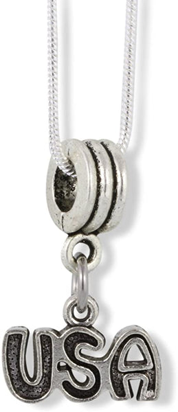 Emerald Park Jewelry USA (just Letters) Charm Snake Chain Necklace
