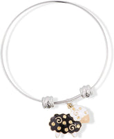 Sheep with White Head Black Body and Tan Face Fancy Charm Bangle