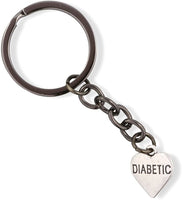 EPJ Diabetic Text on Heart Charm Keychain